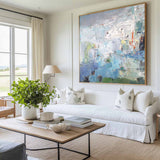 Large Blue Green Wall Art Square Rich Textured Wall Art Green Abstract Texture Livingroom Painting