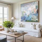 Large Blue Green Wall Art Square Rich Textured Wall Art Green Abstract Texture Livingroom Painting