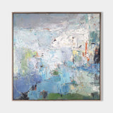 Large Blue Green Wall Art Square Rich Textured Wall Art Green Abstract Texture Livingroom Painting