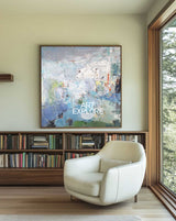 Large Blue Green Wall Art Square Rich Textured Wall Art Green Abstract Texture Livingroom Painting