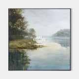 Large Blue Landscape Oil Painting for Living Room | Handmade by ArtExplore