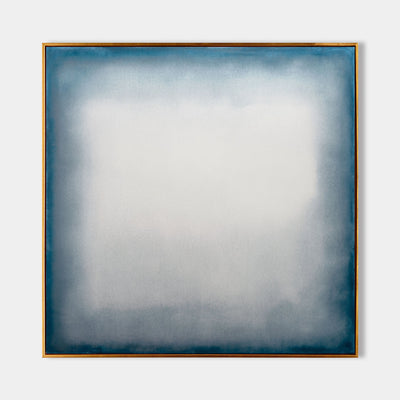 Large Blue Minimalist Oil Painting for Living Room | Modern Wabi-Sabi Art - ArtExplore