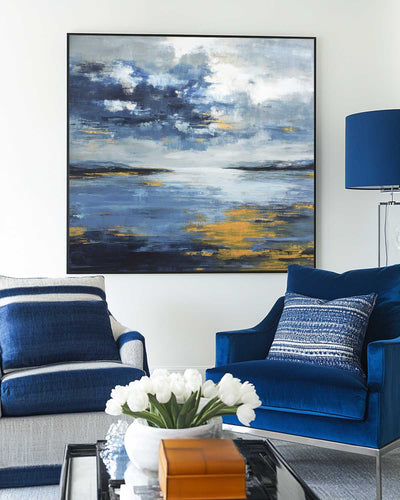 Large Blue Ocean Painting Blue Sea Wave Textured Artworks Large Blue Sea Wave Canvas Art For Sale