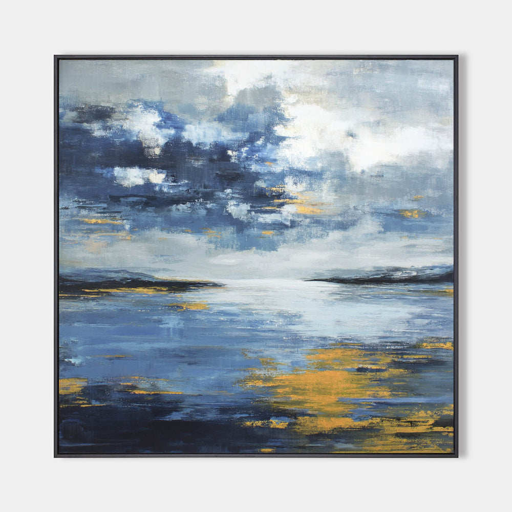 Large Blue Ocean Painting Blue Sea Wave Textured Artworks Large Blue Sea Wave Canvas Art For Sale