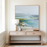 Large Blue River Abstract Landscape Painting, Handmade Oil Art – ArtExplore