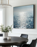Large Blue Sea Canvas Painting with Horizon Light Texture - ArtExplore