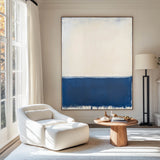 Large Blue White Painting Blue Texture Art Painting Wabi-sabi Wall Art Minimalist Canvas Wall Art