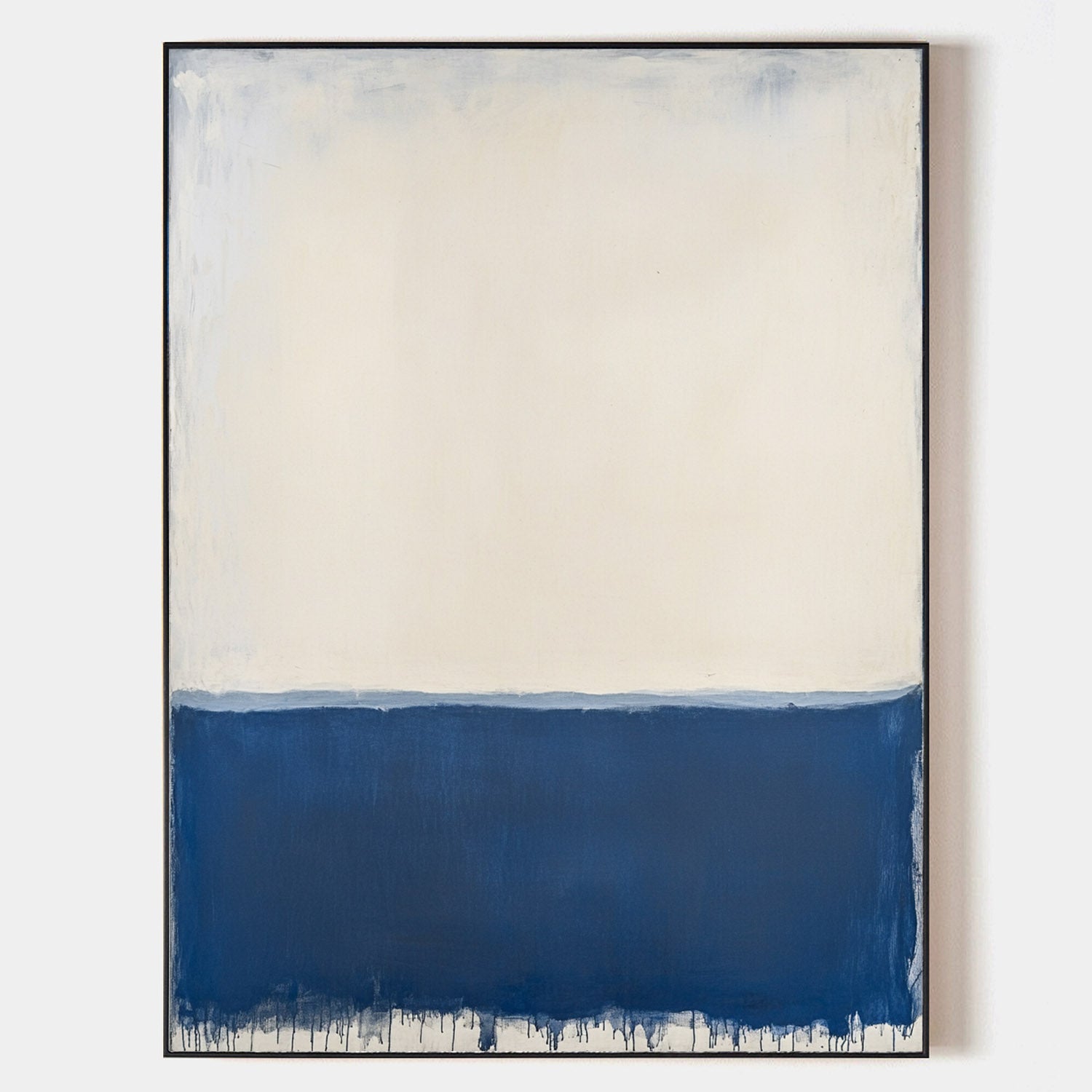 Large Blue White Painting Blue Texture Art Painting Wabi-sabi Wall Art Minimalist Canvas Wall Art