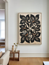 Large Boho Beige & Black Artwork for Home or SOHO | ArtExplore