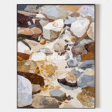 Large Brown Rock Textured Painting | Handmade Vertical Canvas For Sale | ArtExplore