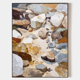 Large Brown Rock Textured Painting | Handmade Vertical Canvas For Sale | ArtExplore