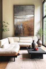Large Brown Texture Acrylic Painting Brown Livingroom Canvas Wall Art Modern Abstract Minimalist Art