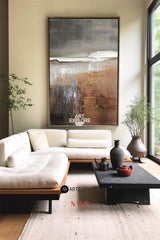 Large Brown Texture Acrylic Painting Brown Livingroom Canvas Wall Art Modern Abstract Minimalist Art