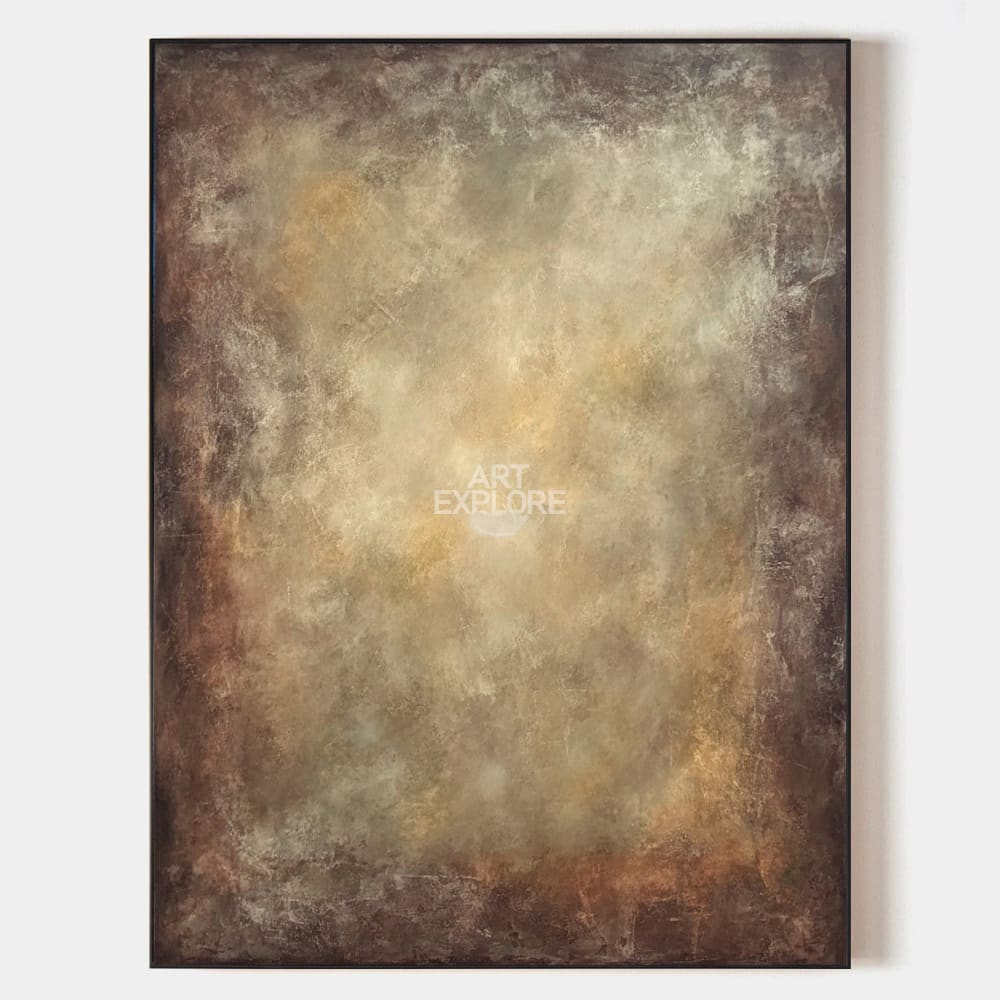 Large Brown Wabi-Sabi Wall Art | Handmade Luxury Textured Vertical Canvas ArtExplore