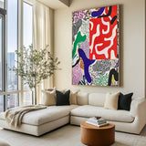 Large Colorful Geometric Splicing Wall Art Textured Abstract Splice Wall Art Fine Art For Sale
