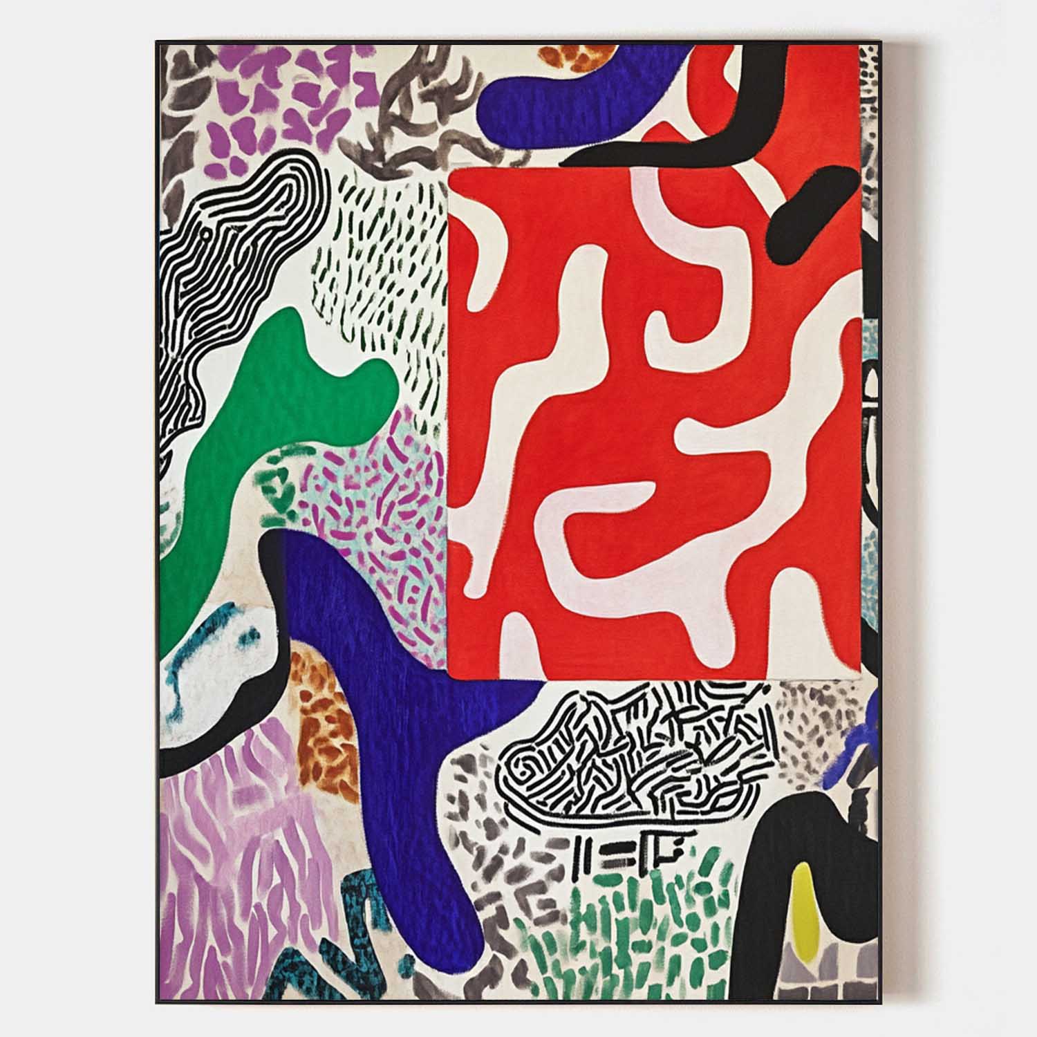 Large Colorful Geometric Splicing Wall Art Textured Abstract Splice Wall Art Fine Art For Sale