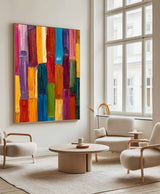 Large Colorful Painting Colorful Vertical Painting Rich Textured Painting Colorful Abstract Wall Art