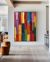 Large Colorful Painting Colorful Vertical Painting Rich Textured Painting Colorful Abstract Wall Art