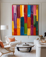 Large Colorful Painting Colorful Vertical Painting Rich Textured Painting Colorful Abstract Wall Art
