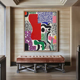 Large Colorful Splice Painting Textured Color Boho Painting Patchwork Abstract Wall Art For Sale