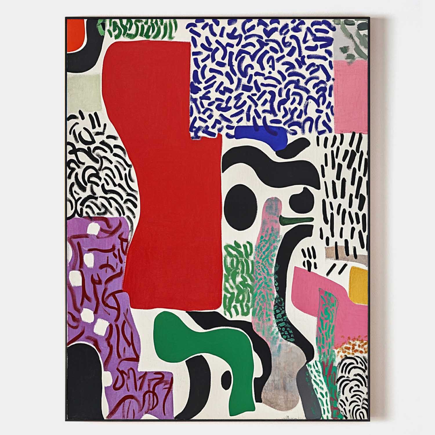 Large Colorful Splice Painting Textured Color Boho Painting Patchwork Abstract Wall Art For Sale