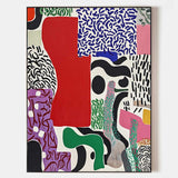 Large Colorful Splice Painting Textured Color Boho Painting Patchwork Abstract Wall Art For Sale