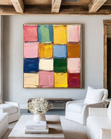 Large Colorful Texture Painting Plaster Painting Sean Scully Paintings Square Textured Canvas Art
