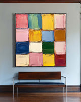 Large Colorful Texture Painting Plaster Painting Sean Scully Paintings Square Textured Canvas Art