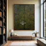 Large Dark Green Boho Floral Canvas Art for Living Room | ArtExplore