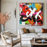 Large Graffiti Wall Art Colorful Texture Painting Graffiti Fine Art Abstract Livingroom Wall Art