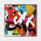 Large Graffiti Wall Art Colorful Texture Painting Graffiti Fine Art Abstract Livingroom Wall Art