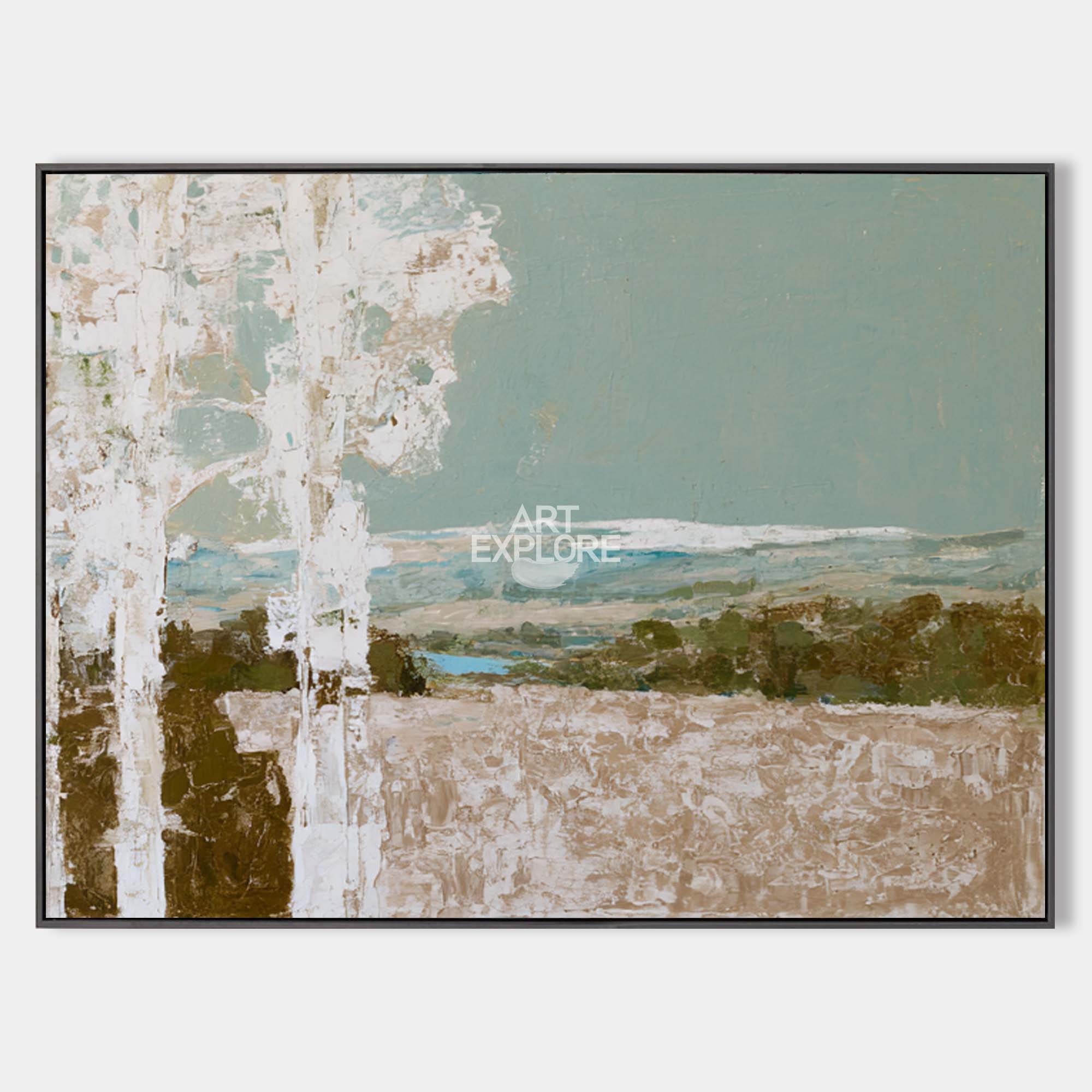 Large Green And Beige Wabi-sabi Wall Art Modern Abstract Minimalist Canvas Art Textured Paintings