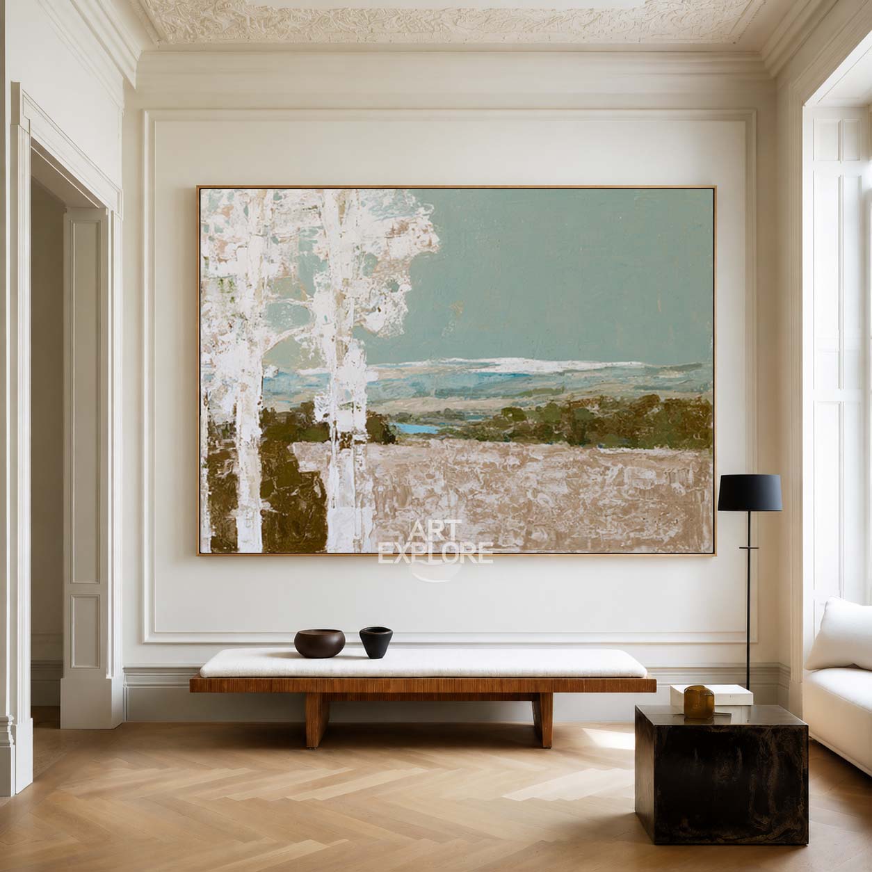 Large Green And Beige Wabi-sabi Wall Art Modern Abstract Minimalist Canvas Art Textured Paintings