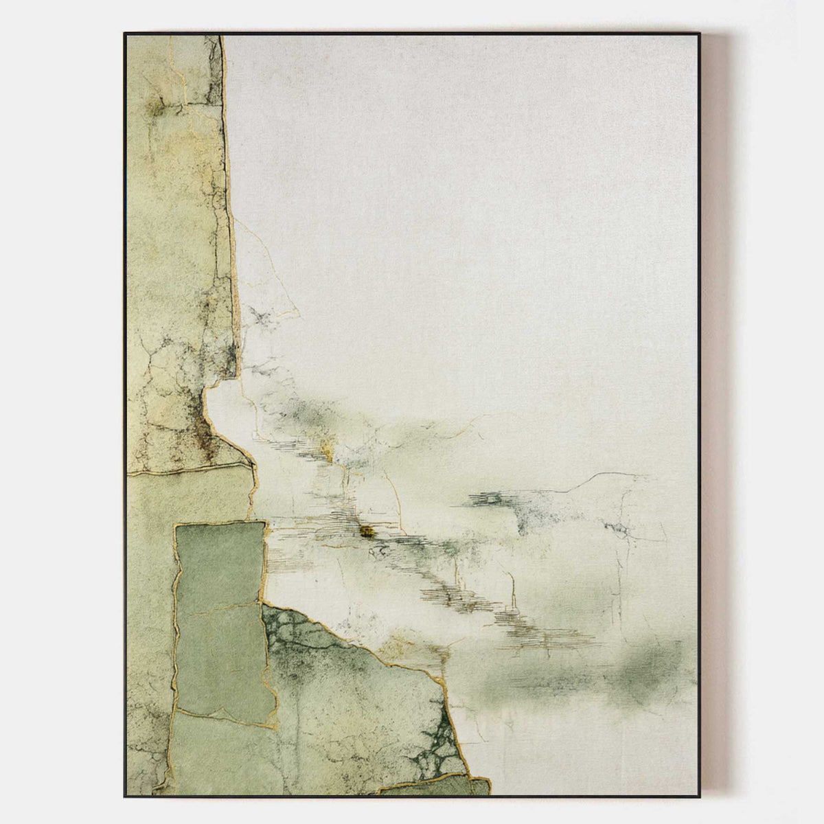 Large Green Artwork Green Minimalist Painting Modern Sage Color Wall Art Green Livingroom Wall Art