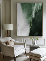 Green Canvas Painting Acrylic Large Vertical Green Wall Art Canvas Abstract Wall Art For Living Room