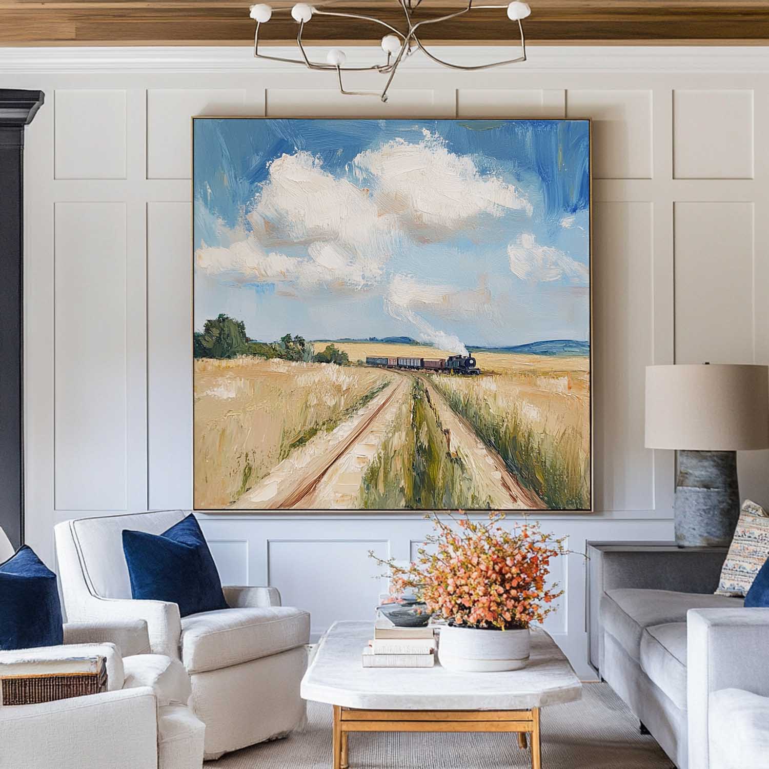 Large Green Field Painting Green Landscape Texture Wall Painting Green Texture Livingroom Painting