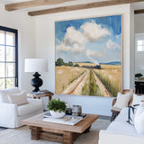 Large Green Field Painting Green Landscape Texture Wall Painting Green Texture Livingroom Painting