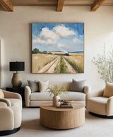 Large Green Field Painting Green Landscape Texture Wall Painting Green Texture Livingroom Painting