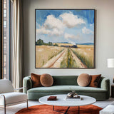 Large Green Field Painting Green Landscape Texture Wall Painting Green Texture Livingroom Painting