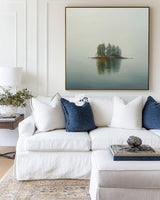 Large Green Lake Wall Art | Modern Handmade Square Landscape Painting ArtExplore