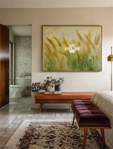 Large Green Reed Grass Artwork for Fireplace or Hallway | ArtExplore