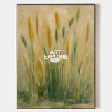 Large Green Reed Wall Art for Modern Homes | ArtExplore Handmade Canvas