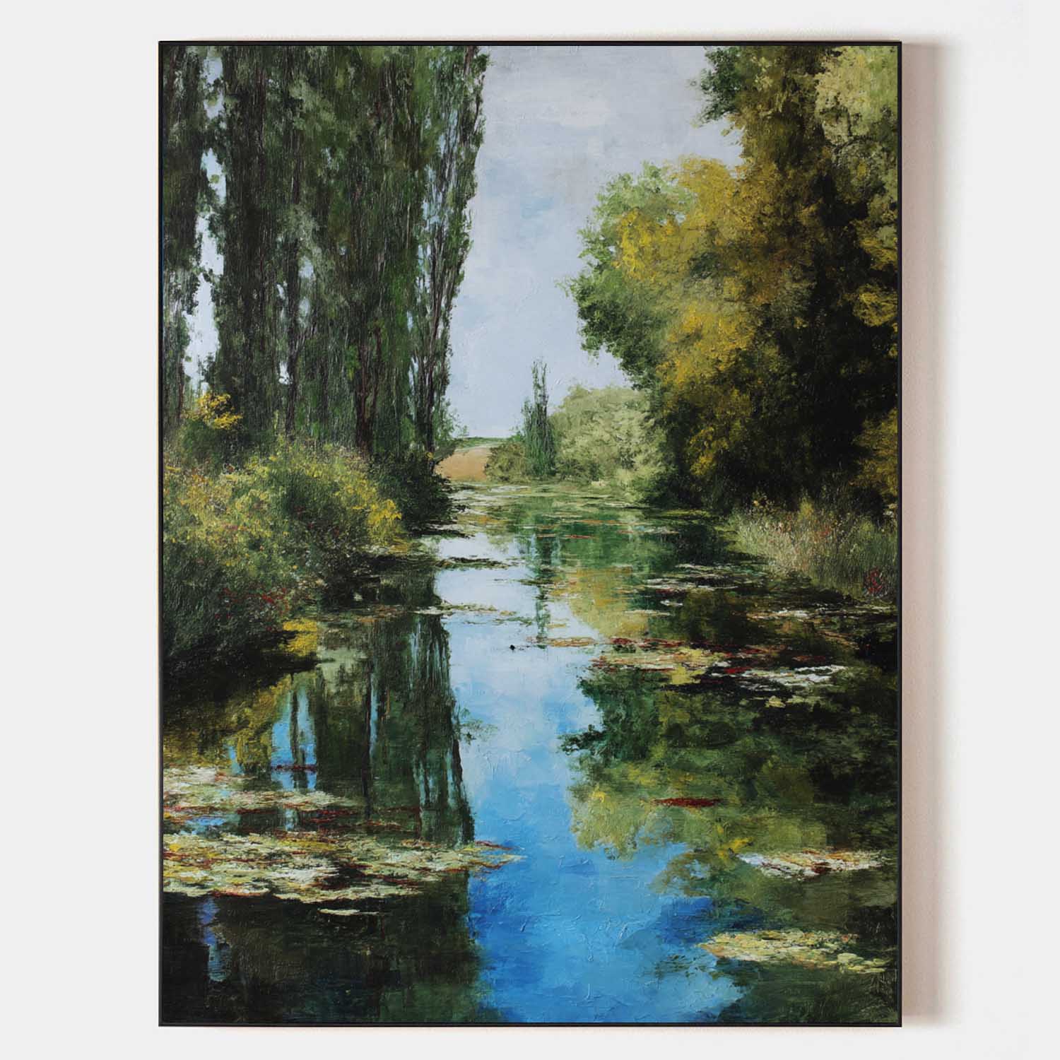 Large Green Swamp Landscape Wall Art Lake Impressionist Painting Texture Landscape Wall Art