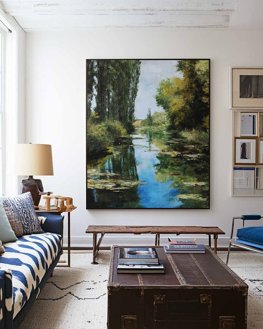 Large Green Swamp Landscape Wall Art Lake Impressionist Painting Texture Landscape Wall Art