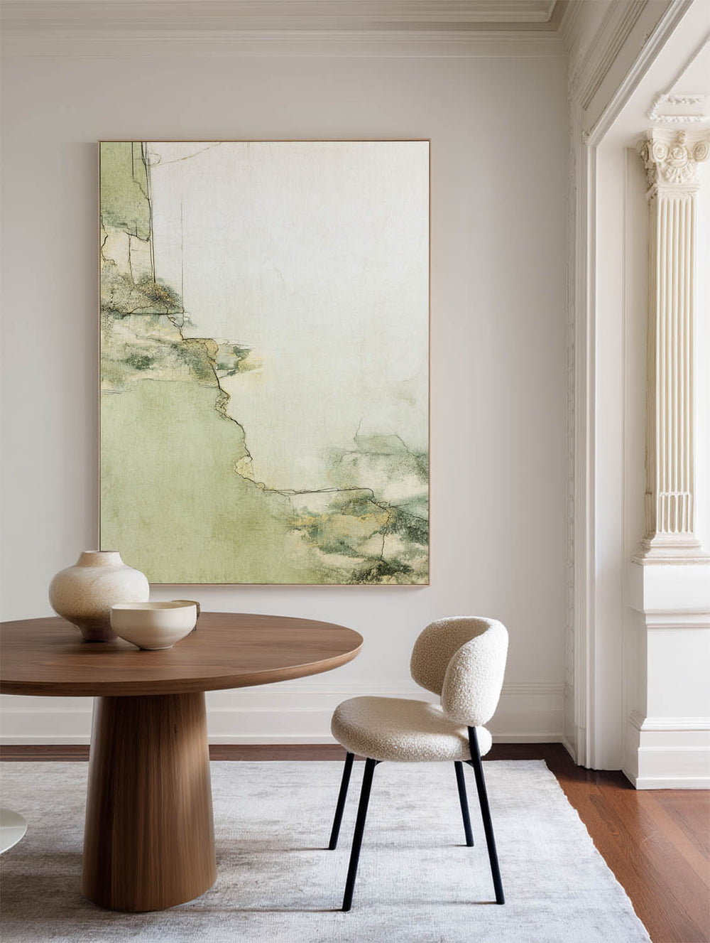 Large Green Texture Artwork Modern Sage Color Wall Art Modern Minimalist Fine Art For Livingroom