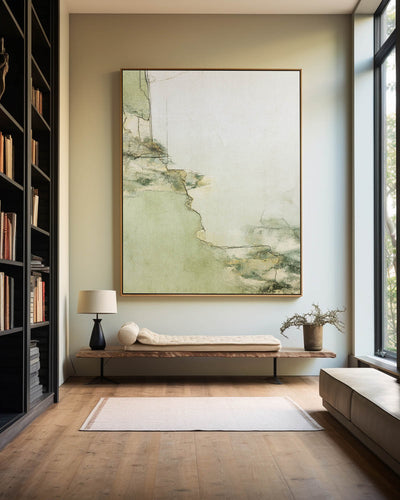 Large Green Texture Artwork Modern Sage Color Wall Art Modern Minimalist Fine Art For Livingroom