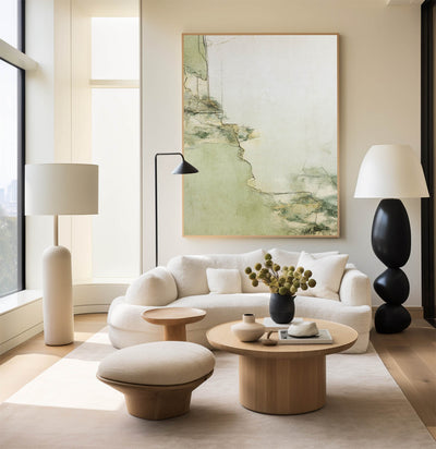 Large Green Texture Artwork Modern Sage Color Wall Art Modern Minimalist Fine Art For Livingroom