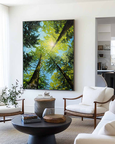 Large Green Textured Forest Oil Painting Modern Green Treetop Wall Art Green Abstract Painting
