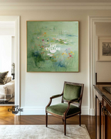 Green Water Lily Artwork | Modern Handmade Canvas Wall Decor | ArtExplore