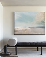 Handmade Ocean View Oil Painting | Neutral Textured Home Decor | ArtExplore